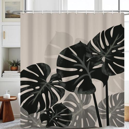 Tropical Leaves Shower Curtain Plant Theme Palm Pattern Bathroom Curtain Modern Nature Jungle Palm Leaves Shower Curtain with Hooks Waterproof Fabric Decor 72x84 Inch