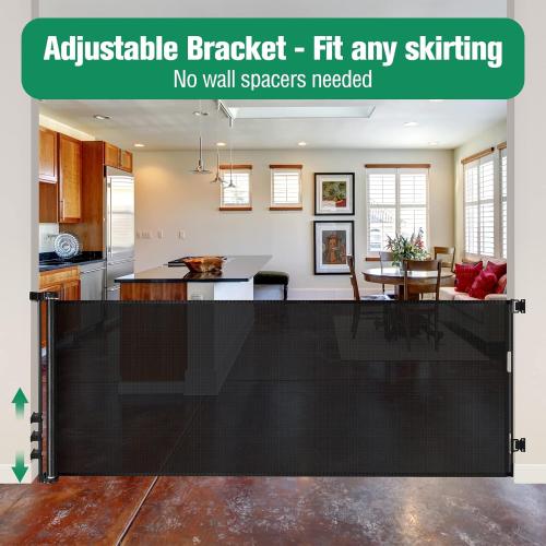 47in x 59in Retractable Baby & Dog Gate for Large Openings - Indoor & Outdoor Use