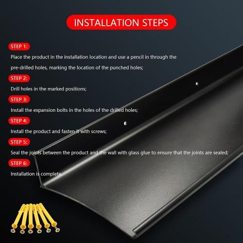Extra Wide 5.12 W Door rain drip Guard Overhead,55.1 L Aluminum drip Cap for Exterior Doors Window Top,rain drip Edge Flashing,Water Deflector,rain Diverter,Anodized Black 1PCS