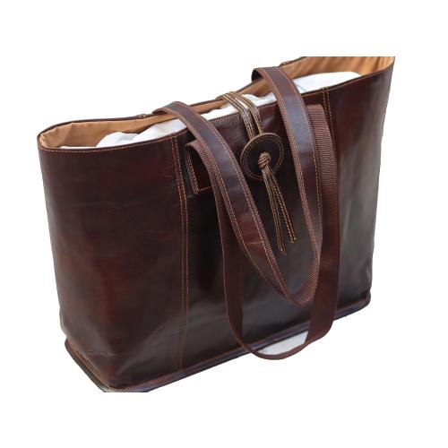 PASCADO Large Vintage leather everyday shopper tote bag for women | brown carryall purse