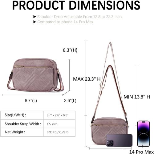 BOSTANTEN Quilted Crossbody Bags for Women Vegan Leather Purses Small Shoulder Handbags with Wide Strap