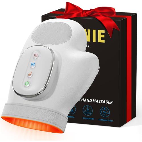 Hand Massager with Heat and Compression: Cordless Hand Massage Glove with 3 Modes, 5 Intensity & 3 Heat Therapy for Arthritis Carpal Tunnel Pain Relief - Mothers Day Gifts for Women, Men (Gray)