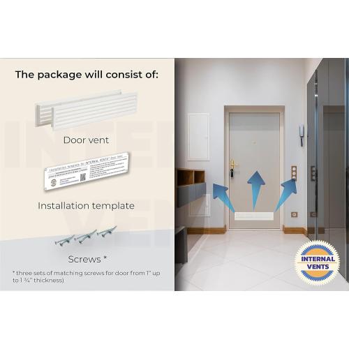 Door Vent for Interior Doors 16 7/8 x 3 - Two Sided Door Louvers | for Bathroom, Cabinet | Plastic air Vent Grille | Outer Dimensions 17 3/4 x 3 5/8 for 16 7/8 x 3 Opening (White)