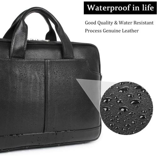 Augus Leather Laptop Briefcase for Men,Waterproof Travel Messenger Duffle Bags 15.6 Inch Laptop Bag