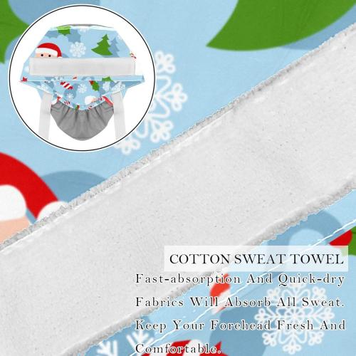 VIOQXI Scrub Cap for Women Medical Long Hair, 2 Packs Adjustable Ribbon Tie Ponytail Hats, Bouffant Surgical Cap Merry Christmas Santa Claus Snowman