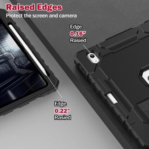 Case for iPad (A16) 11th/10th Generation 11/10.9 inch 2025/2022, Heavy Duty Military Grade Shockproof Rugged Cover with Pencil Holder/Stand for i Pad 11th / 10 th Gen (Black)