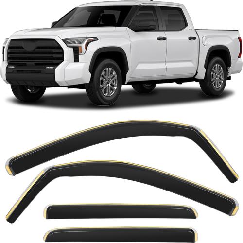 Shatterproof in-Channel Window Rain Guards for Toyota Tundra CrewMax 2022-2026, Window Deflectors, Window Visors for Car, Vent Deflector, 4pcs