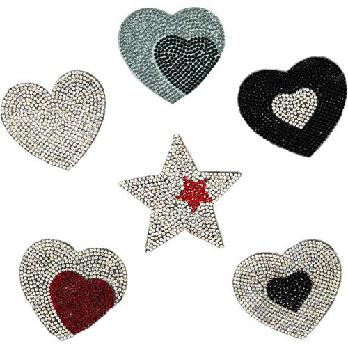 6PCS Heart Star Shaped Rhinestone Iron on Patches, 6 Styles Bling Crystal Decals for Car, Heart Diamond Iron on Patch for Valentine's Day DIY Crafts Scrapbook Laptop Phone Cup Shoes Party Decoration