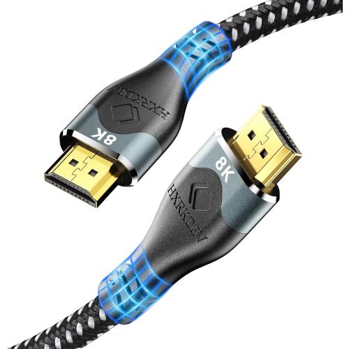 8K HDMI Cable 6.6 ft, Ultra High Speed HDMI 2.1 Cord Braided (48Gbps), 8K@60Hz, 4K@120Hz, HDCP 2.2&2.3, 24K Gold Plated Connectors Compatible with HD TV Monitor Laptop Xbox PS4/PS5 ect
