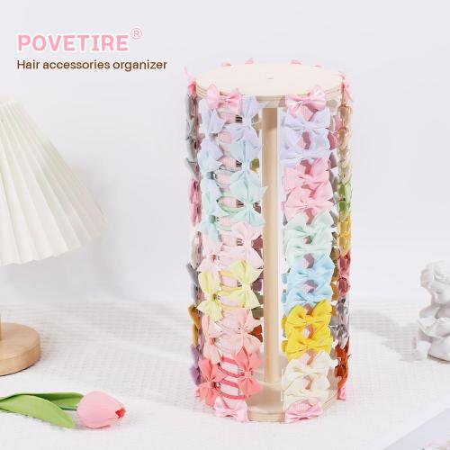 POVETIRE Hair Bow Holder for Girls, Pink Hair Clip Organizer, Hairbow Organizers Rack Display Decors Baby Nursery Toddler Girls Room
