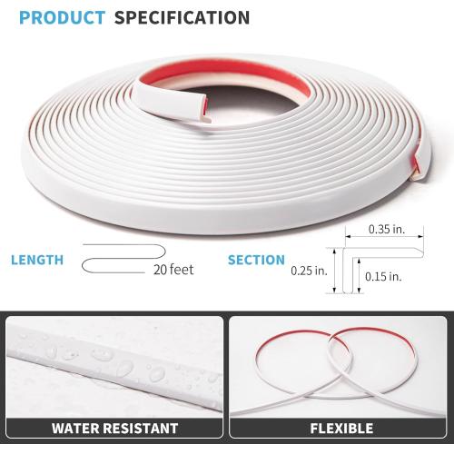 Art3d 20ft Outside Vinyl Corner Trim Peel and Stick for Tile and Wall Edges, Furniture Decoration White