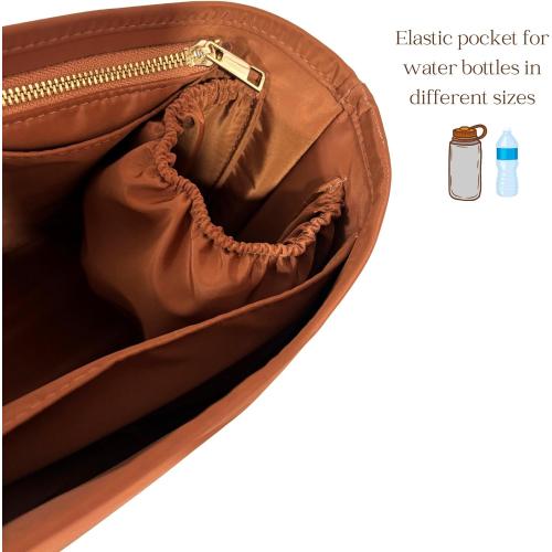 Organizer for Tote Boat, Small/Medium/Large/Extra-Large, Nylon Bag Insert, Water Resistant Material (Large, GoldBrown)