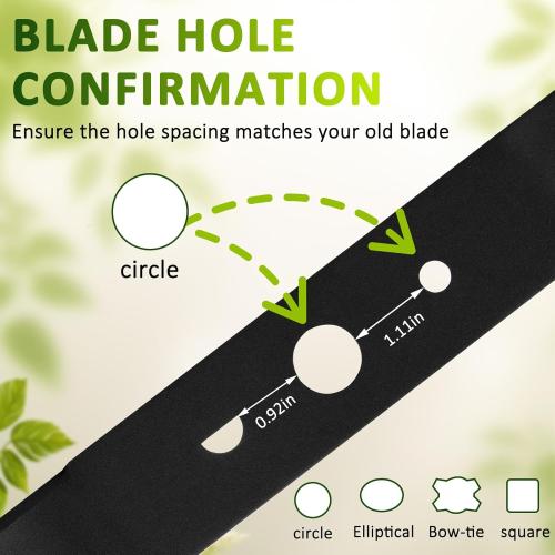 20 Inch Lawn Mower Replacement Blade Compatible with Ryobi 40V Brushless RY40180, RY40190, RY401110 Model Mowers, Replaces AC04020, Half‑Moon   Round Center Hole