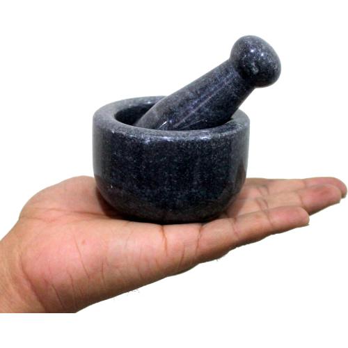 3 Black Natural Stone Mortar and Pestle Set as Spice, Medicine Grinder Masher - kharad, Khallad, Okhli and Musal