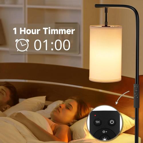 Floor Lamp for Living Room, 9W LED Bulb, Remote Custom Color Temperature & Brightness, Tall Standing Lamps for Bedroom Office Kid Room, Black
