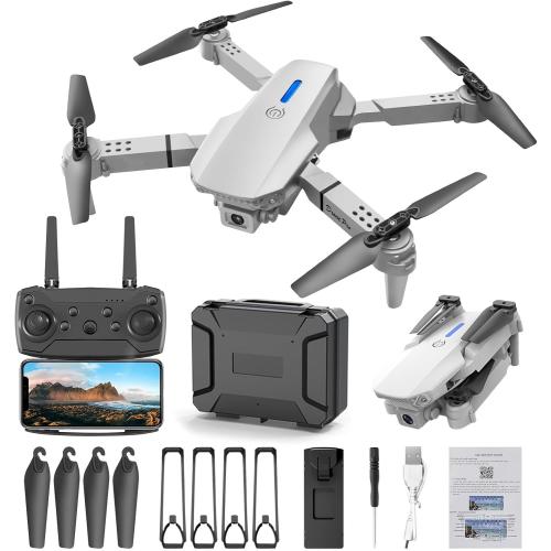 Drones with Camera for Adults 4k - Gesture Photography/Video Recording, Spare Fan Blades & Storage Bag, 110° Wide-Angle Lens, Altitude Hold Headless Mode, Speed Adjustment