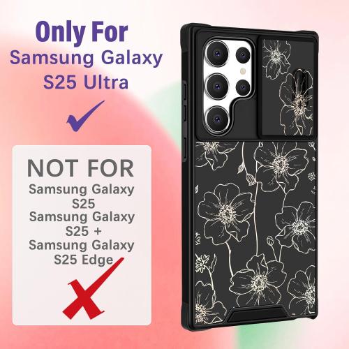 Funermei for Samsung Galaxy S25 Ultra Case with Ring Stand, Flower
