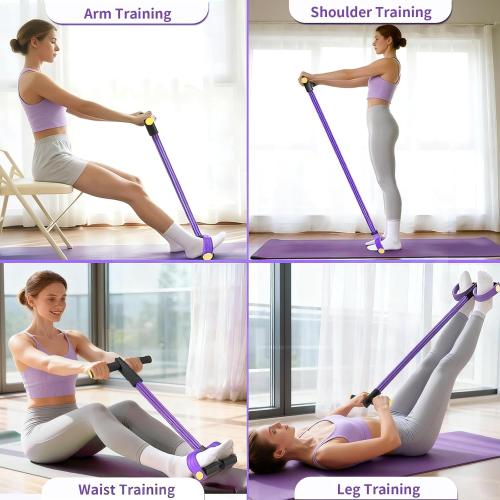 Pedal Resistance Bands with Handles, Upgrade 6-Tubes Manual Tension Training Pedal, Natural Rubber Foot Pedal Resistance Bands, Multifunction Fitness Bands for Abdomen, Waist, Arm, Leg