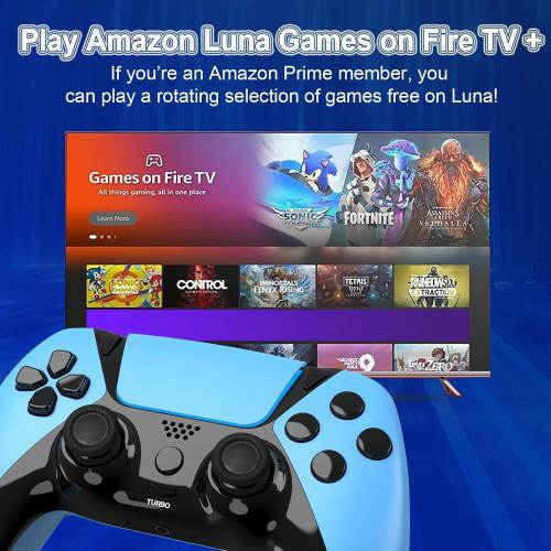 Blue UGAME Replacement for Luna Controller, Ymir Controller Wireless for Fire TV with 2 Map Buttons/Macro Turbo, Work for Amazon Luna/PS4/PC, ldeal Gift for Christmas, Blue