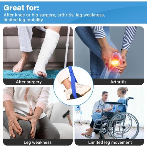 39 Inch Long Leg Lifter Strap with Padded Handgrips and Foot Loop,Rigid Leg Lifter Hip&Knee Replacement Surgery Recovery Kit,Mobility Aids Tool Foot Lifter Easily Get in and Out of Bed,Car,Wheelchair