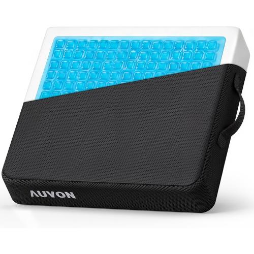 AUVON Gel Ventilation Seat Cushion with Innovation Heat Dissipation Design | Supportive Memory Foam Wheelchair Cushion for Back & Tailbone Comfort, Waterproof Cover, Anti-Sore & Ulcer, Buckle Strap