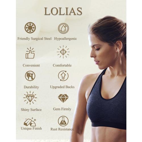 LOLIAS Hypoallergenic Flat Back Earrings for Women-Surgical Steel Earrings for Sensitive Ears 20G Stainless Steel Earring Stacks Small Flatback Stud Hoop Cartilage Earring