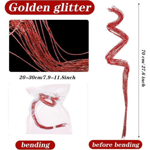 Syhood 36 Pieces Red Glitter Curly Ting Ting Branches Christmas Branches Vase Filler Artificial Curly Twigs for Christmas Tree Garland Wreath Decoration, Craft Vases Home Garden Decoration