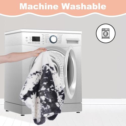 Bedfolks Waterproof Kennel Pad,Plush Dog Crate Bed with Removable, Washable Faux Fur Cover for Extra Large Dogs, Fluffy - 41x27, Black-White Cowhide