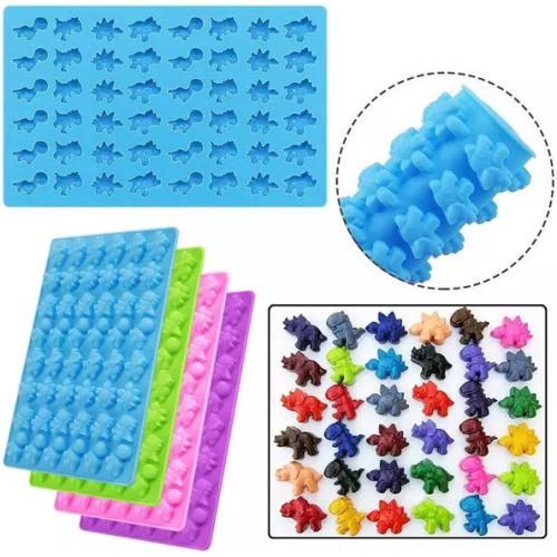 Silicone Gummy Molds Candy Molds with 3 Droppers - BPA Free Nonstick Chocolate Molds Including Mini Dinosaur mold - Pack of 3 for 120 Gummies