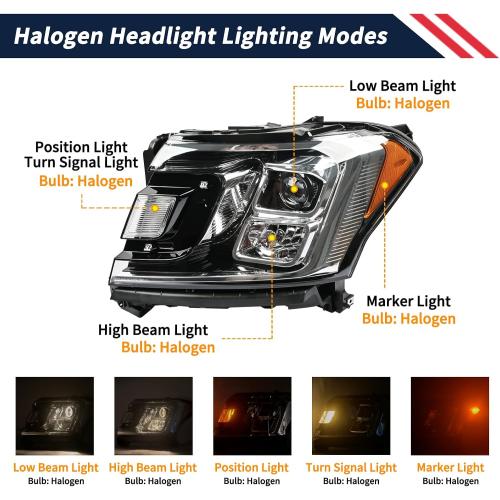 Halogen Headlight w/Bulbs Front Left Driver Side Headlamp Assembly JL1Z-13008-J JL1Z13008J FO2502370 Compatible with Ford Expedition XLT Limited 2018-2021