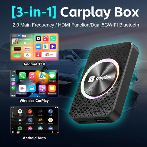 Wireless CarPlay Adapter Magic Box,Streams Netflix YouTube TikTok HDMI Output Dual-Band WiFi 4K Video Support Compatible with OEM Wired CarPlay & Android Auto (4GB RAM 32GB ROM)