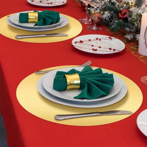 Tioncy 50 Pcs Gold Round Paper Placemats Decorative Disposable Placemats Table Mats for Dining Wedding Table Decoration Home Banquet New Years Festive Party Birthday Holiday