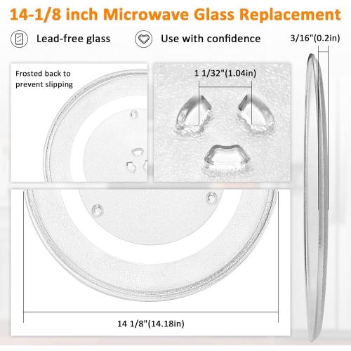 DE74-20002B WB49X10063 14 1/8 Inch Microwave Glass Plate Replacement Compatible with G.E Sam.sung Microwave Replace DE74-20002A DE74-20002D WB49X10096 WB39X10038 by Fetechmate - 1 YEAR
