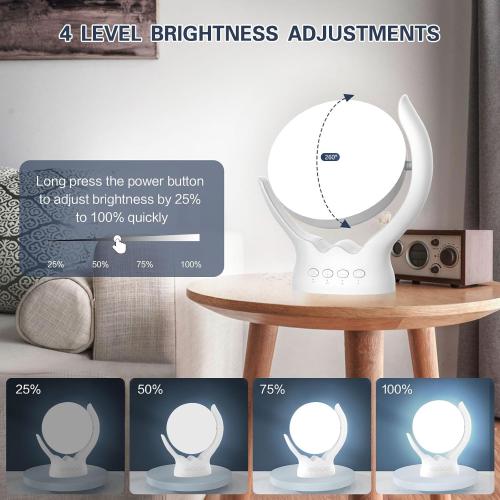 Rotatable Light Therapy Lamp,10000 Lux Sunlight Lamp with UV-Free,3 Color Temperature & 5 Brightness Level & Timer,Therapy Light for Home, Office, Decoration