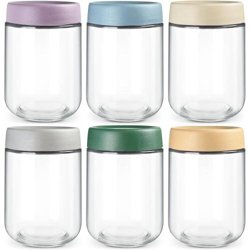 Glass Jars For Overnight Oats, 16oz Food Storage Containers Mason Jars with Airtight Lids for Chia Seed Pudding, Yogurt, Meal Prep (Set of 6)