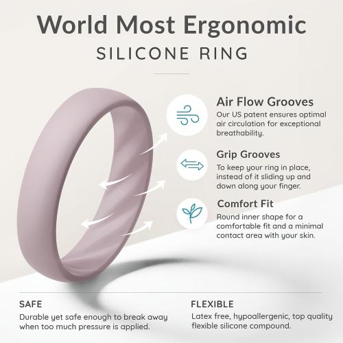 ThunderFit Women’s Silicone Wedding Rings – 5.5mm Wide, 2mm Thick Engagement Rings, Rubber Engagement Bands, 7-Pack