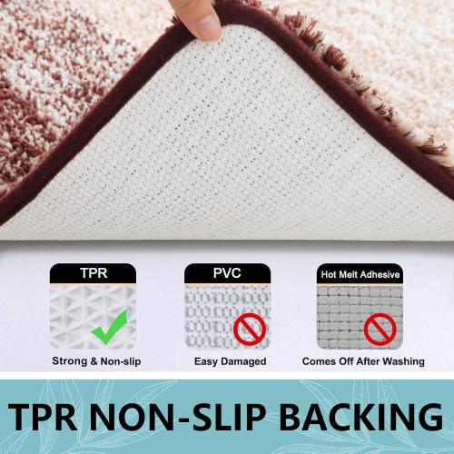 Brown Arotive Microfiber Bathroom Rugs, Shaggy Soft and Absorbent Bath Rug, Non-Slip, Thick Plush Machine Washable Dry Bath Mats for Bathroom, Tub and Shower, Brown