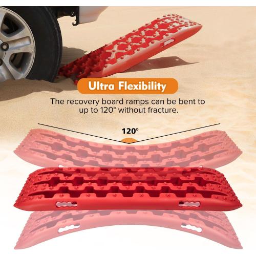 Size 41 Color Red  Recovery Traction Boards, Offroad Tracks Board, Traction Tire Ladder, 4WD Traction Mats for Sand, Mud & Snow, Snow Chains(41in-Red)