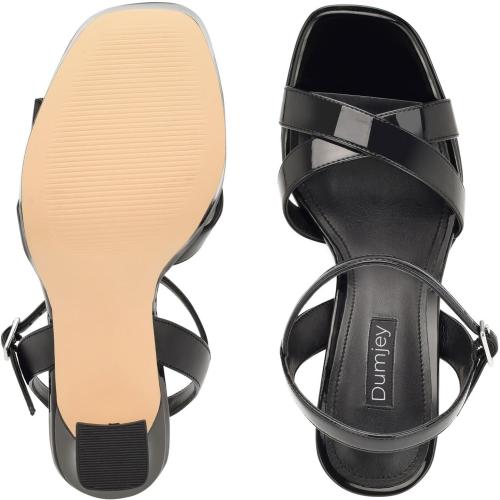 (7.5) Platform Heels for Women Chunky High Heel Sandals with Ankle Strap, Open Toe Dress Shoes for Work Party Evening Wedding(7.5)