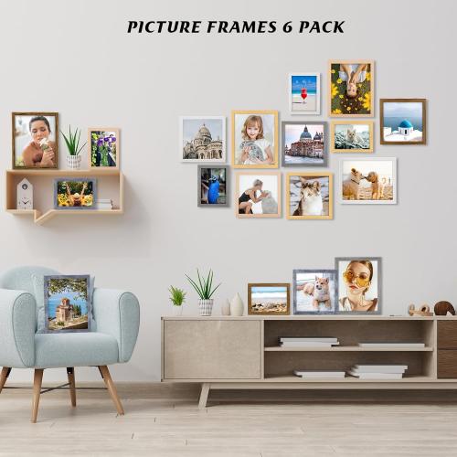 5x5 Picture Frame Rustic White, Distressed 5x5 Picture Frame, Pic Hanging Poster Frame, 5 by 5 Gallery Family Portrait Wall Photo Frame Horizontal and Vertical Display for Wall Hanging/Tabletop