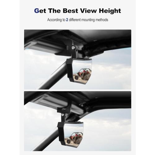 Black UTV Rear View Mirror, Adjustable Center Rearview Mirror with Aluminum Clamp Fit for Roll Bar, Compatible with Polaris RZR, Pioneer, Talon, Can Am X3, Kawasaki, CFMOTO