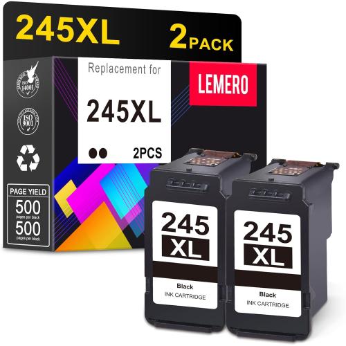 LEMERO 245XL Ink Cartridge Replacement for Canon 245XL Black Ink PG-245 245 XL Black Ink Cartridge Work with Canon Pixma MG2522 MG2500 MG2520 MX490 MX492 TR4520 TR4500 TS3322 TS202 Printer Ink (2Pack)