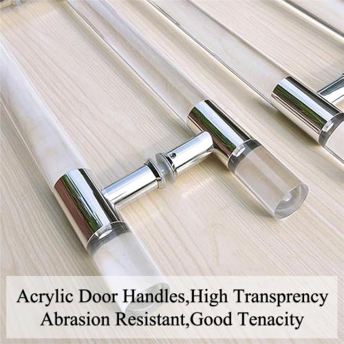 24 in Large Door Handle，Clear H Shape Long Push Pull Glass Double Sided Acrylic Sliding Commercial No Lock Crystal for Barn Bathroom Shower Patio Kitchen