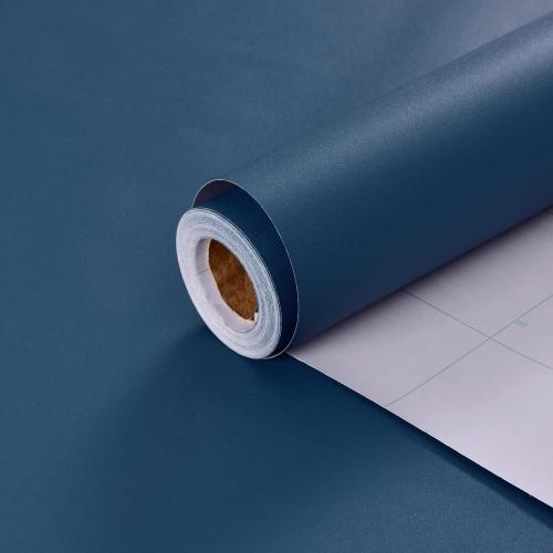Navy Blue Peel and Stick Removable Wallpaper Thicken Vinyl Modern Matte Textured Solid Color Self-Adhesive Room Wallpaper Countertop Contact Paper for Kitchen Cabinet (24x393 Dark Blue)