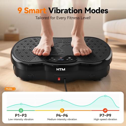 Vibration Plate Exercise Machine - 300 lbs Weight Capacity, 120 Speed Levels, 9 Workout Modes for Home Fitness, Muscle Toning & Weight Loss