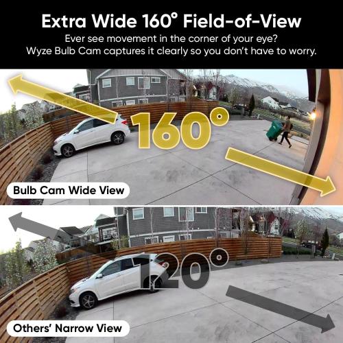 WYZE Bulb Cam Security Camera, 2K HD Outdoor Light Bulb Camera, Color Night Vision, Dimmable LED Bulb, Motion Detection, Siren Alarm, Works w/Alexa/Google Assistant. Free Expert Support