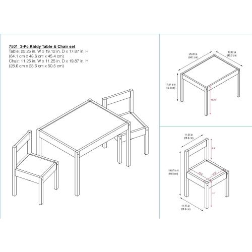 Baby Relax Hunter 3-Piece Kiddy Table & Chair Kids Set, Grey