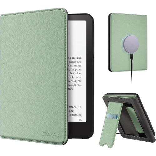 CoBak Wireless Charge Stand Case for 7 Kindle Paperwhite 12th Gen 2024 and Kindle Colorsoft with Wireless Charger - Compatible with iPhone MagSafe, for Samsung Phones, Auto Sleep Wake, Hand Strap