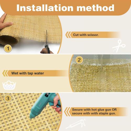 Size 24 Width Natural Cane Webbing 5 Feet, Rattan Webbing for Caning Project, Square Rattan Cane for Furniture Chair Cabinet Ceiling Door Sofa Beds