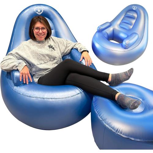 Blue BBL Inflatable Chair with Ottoman for After Butt Surgery Recovery,Sitting,Sleeping,Pregnancy and Relaxation and BBL Pillow Results Lifting Cushions for BBL Lipo 360(Air Pump Not Included)